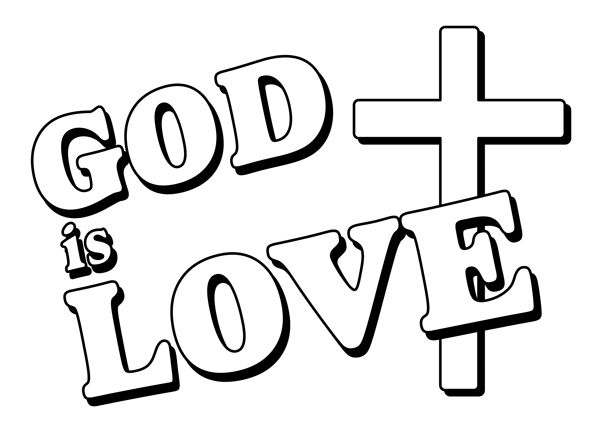 God is Love (b&w) - Free and Easy Christian Clip Art