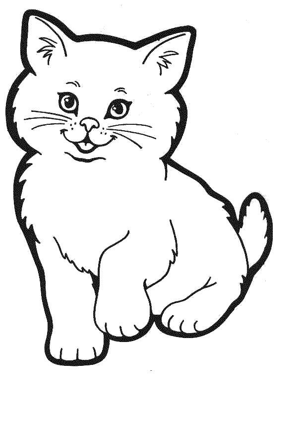 preschool coloring page cat for kids | with a needle and thread | Pin…