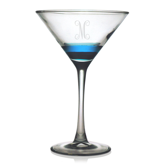 Monogrammed 7.5-ounce Martini Glasses - Set of 4 in Interlock Letters