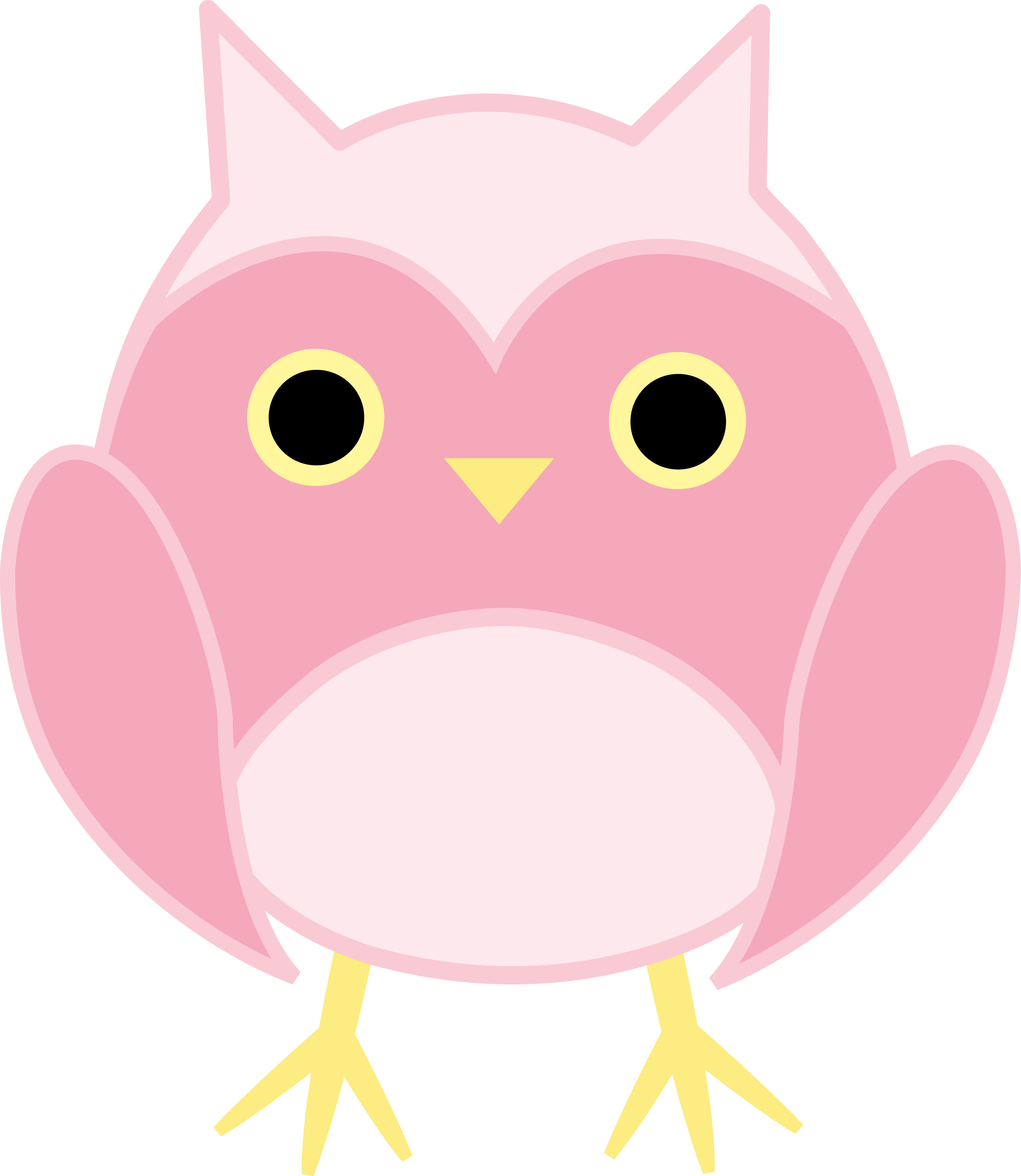 Cute Pink Owl - Free Clip Art