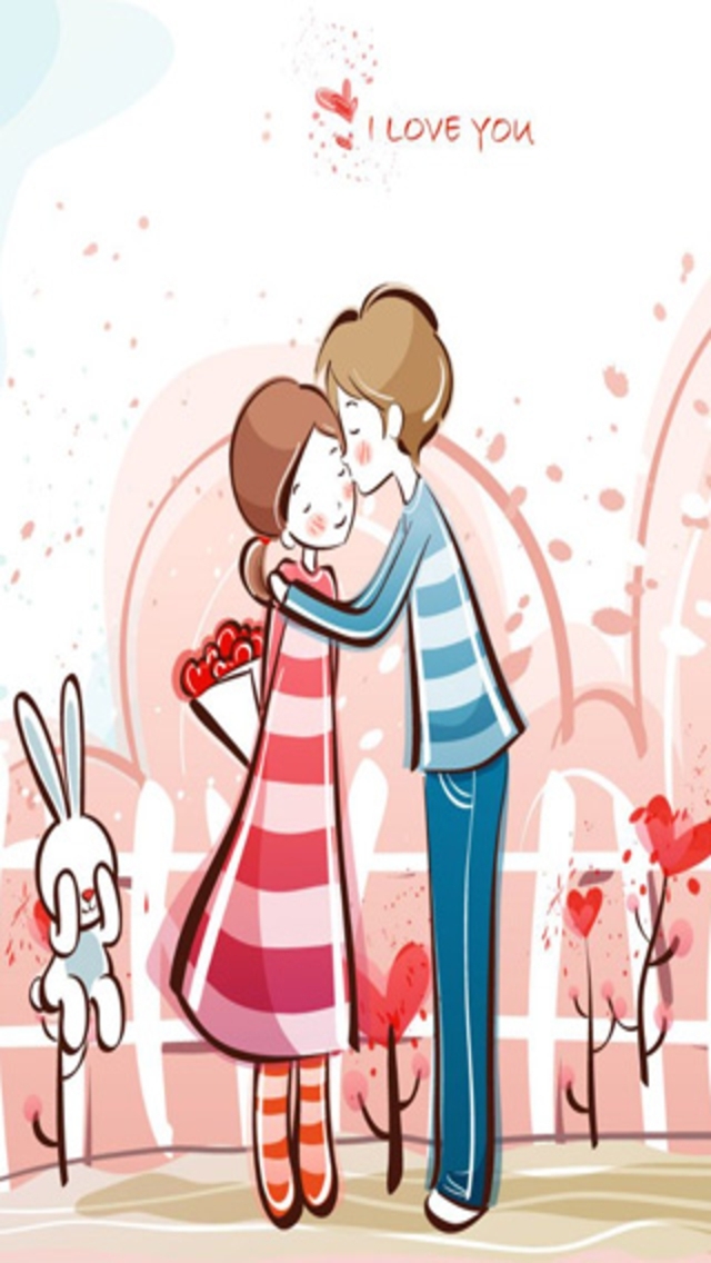 Cute couple cartoon wallpaper - 640x1136 - 311774