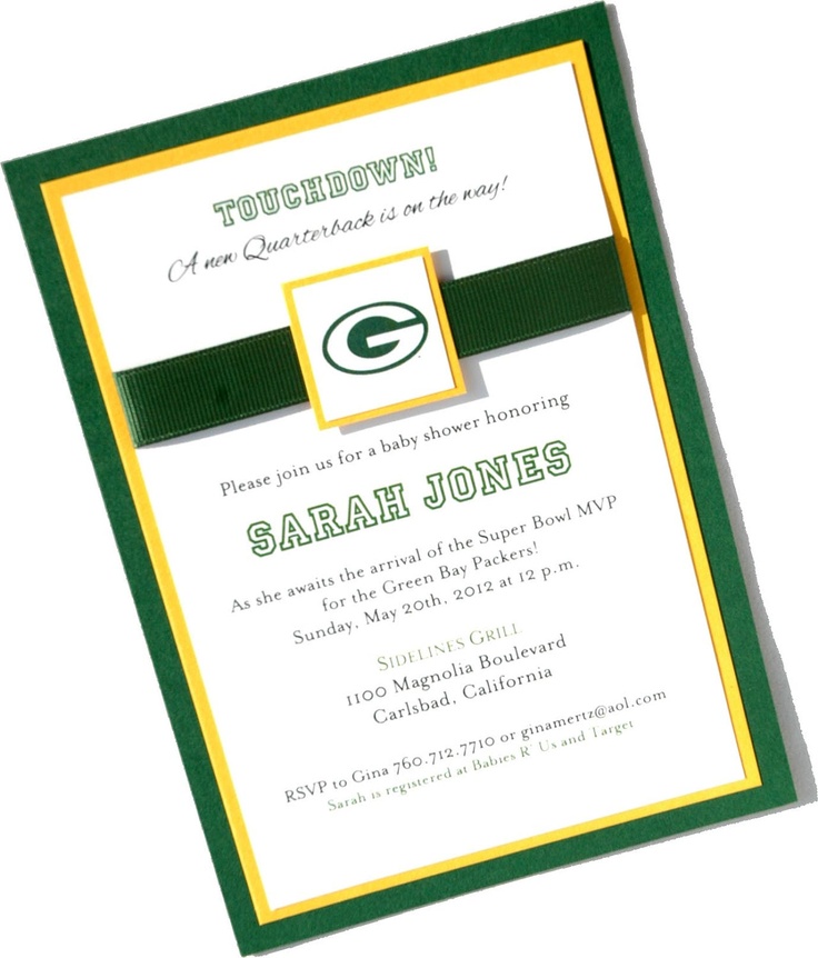 Custom Green Bay Packers Football NFL Baby Shower Birth Announcement …