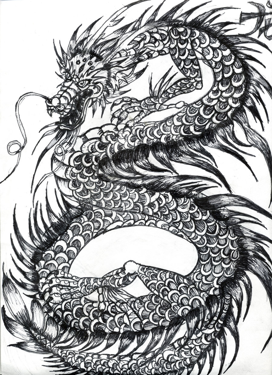 Black white dragon ink by OhioErieCanalGirl on DeviantArt