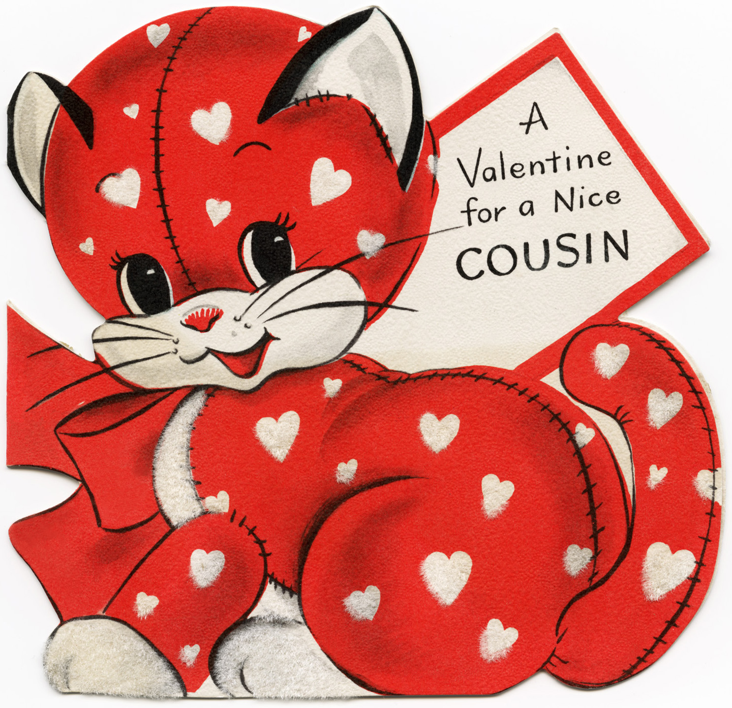 Free Vintage Image Red Kitten Valentine Card | Old Design Shop Blog