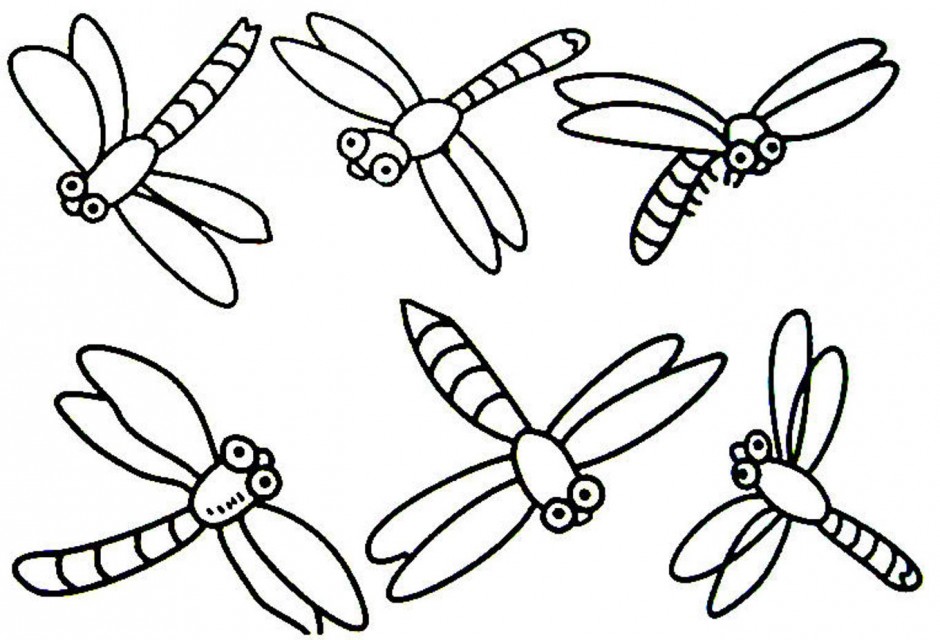 Cartoon Clipart Of A Black And White Happy Running Dragonfly ...