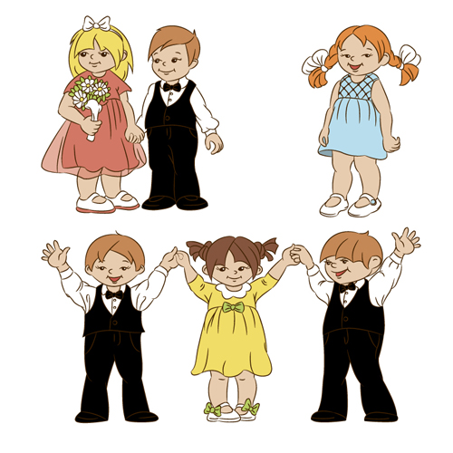 Set of cute cartoon children vector 03 - Vector Cartoon free download