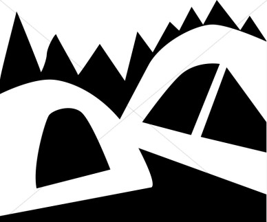 Black and White Tents and Trees | Church Activity Clipart