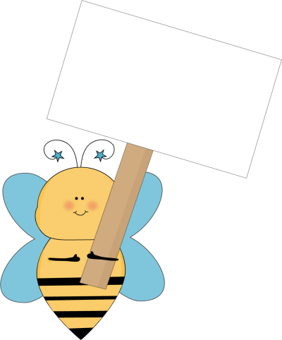 Blue Star Bee Holding a Blank Sign Clip Art - Blue Star Bee ...