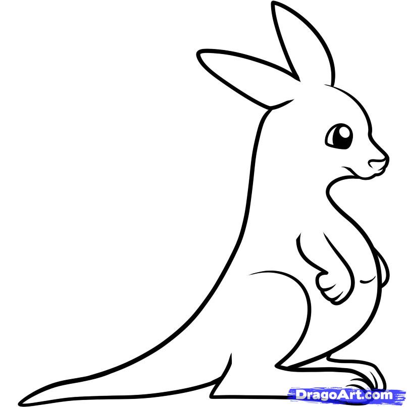 How to Draw a Kangaroo for Kids, Step by Step, Animals For Kids ...