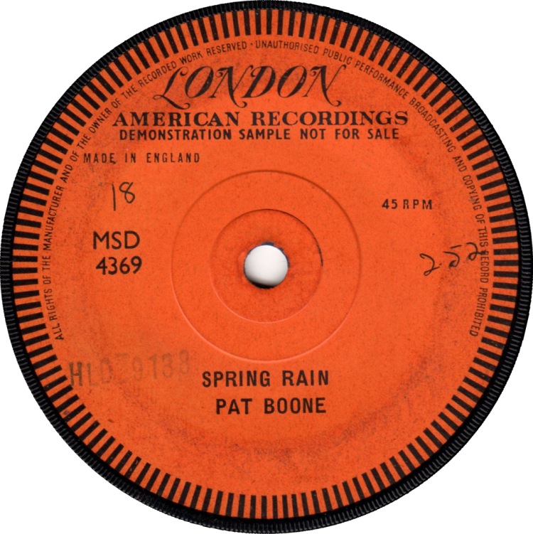 45cat - Pat Boone - Spring Rain - London - UK - MSD 4369