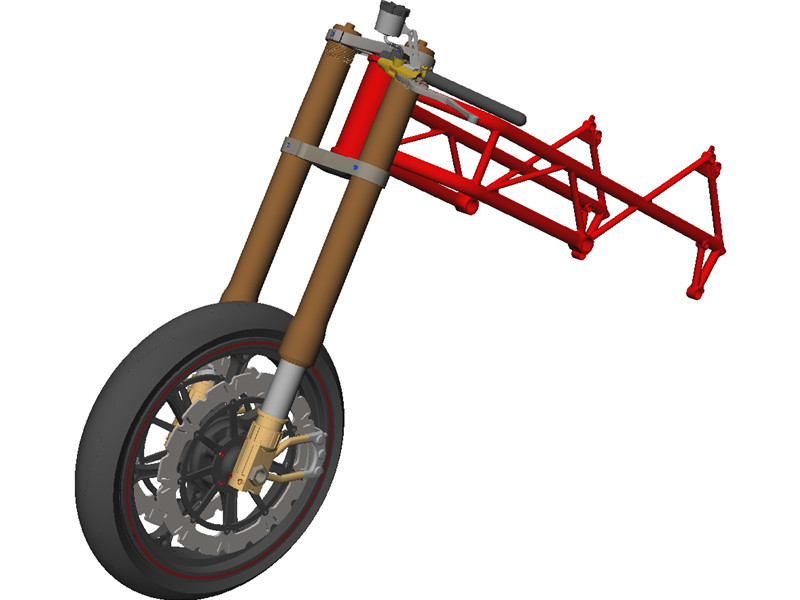 Motorcycle Frame, Wheel and Fork 3D CAD Model Download | 3D CAD ...
