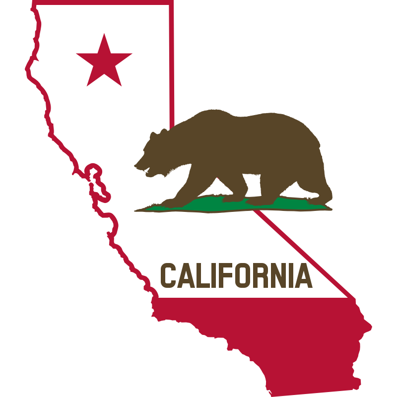 Clipart - California - Outline and Flag (Solid)