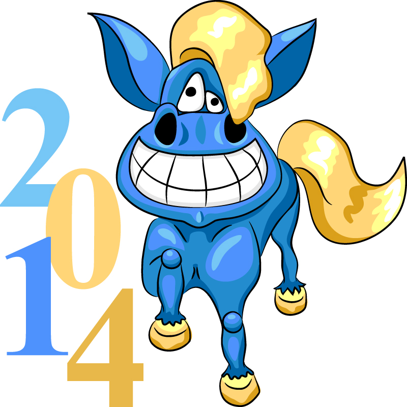 Blue 2014 Horse New Year Vector | Free Vector Graphic Download