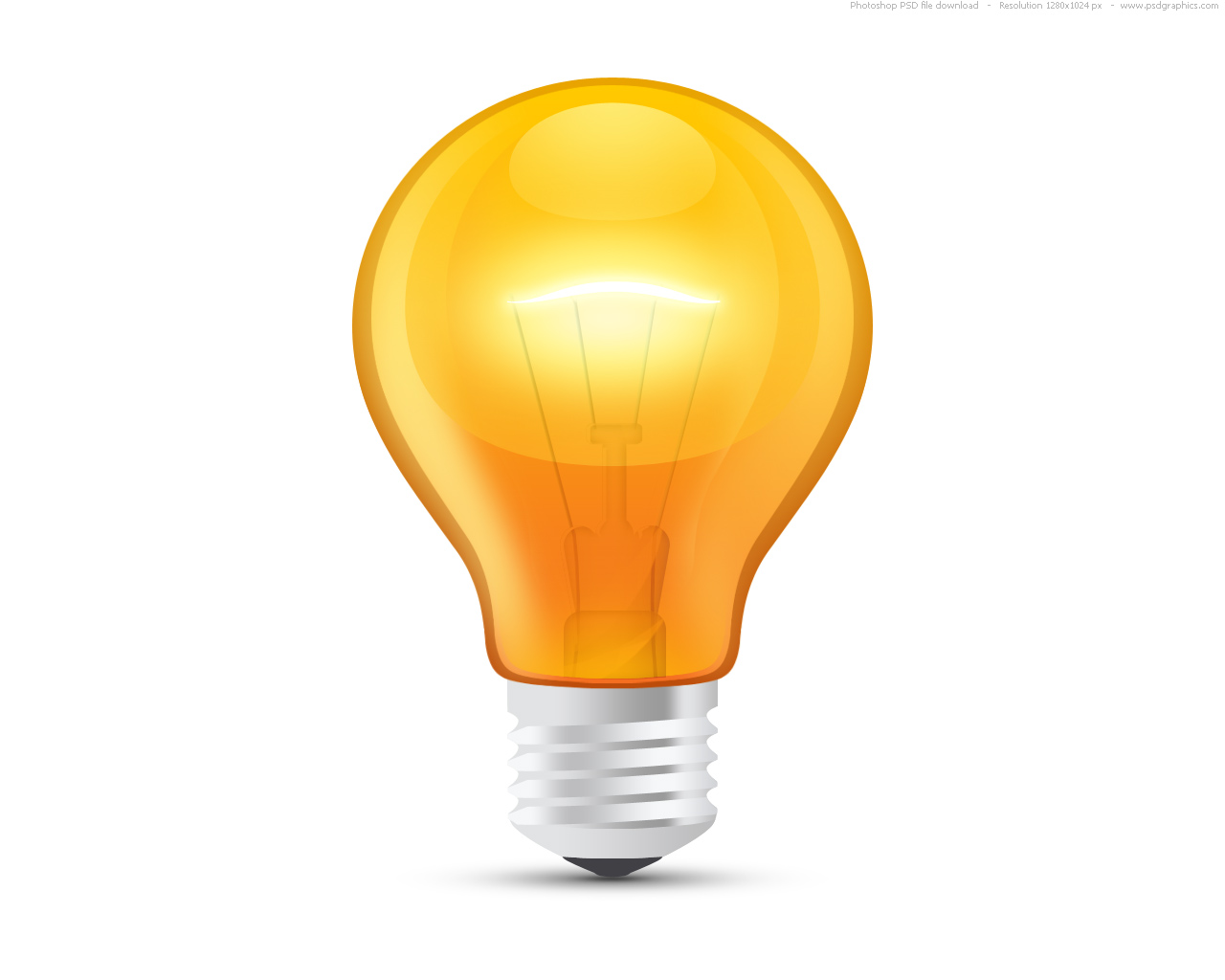 Glossy orange light bulb (PSD) | PSDGraphics