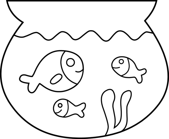 Pet Fishes in Bowl Coloring Page - Free Clip Art