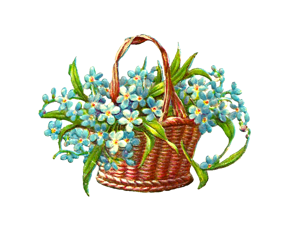 Antique Images: Free Flower Graphic: Antique Wicker Flower Basket ...