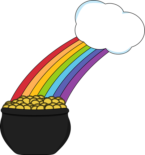 Pot of Gold with Rainbow and Cloud Clip Art - Pot of Gold with ...