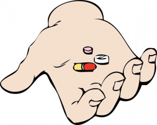 Hand And Pills clip art Vector | Free Download