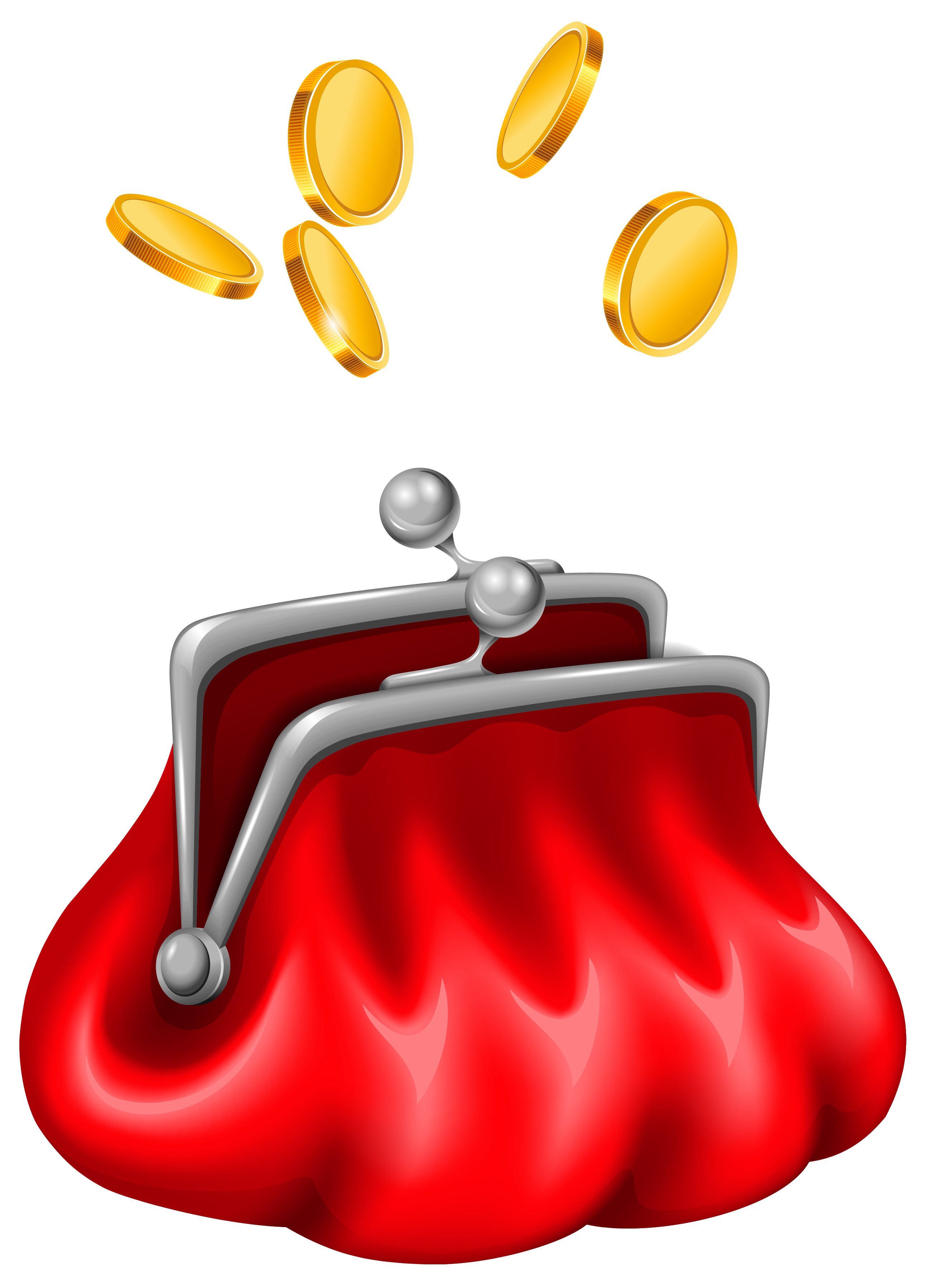 Purse with Coins Clipart