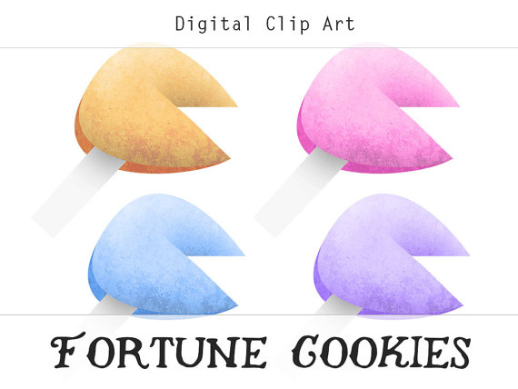 Fortune Cookie Art Instant Digital Clipart by MusingTreeDesign