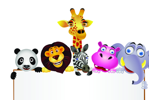 Cute cartoon Animals and billboard vector 01 - Vector Animal free ...