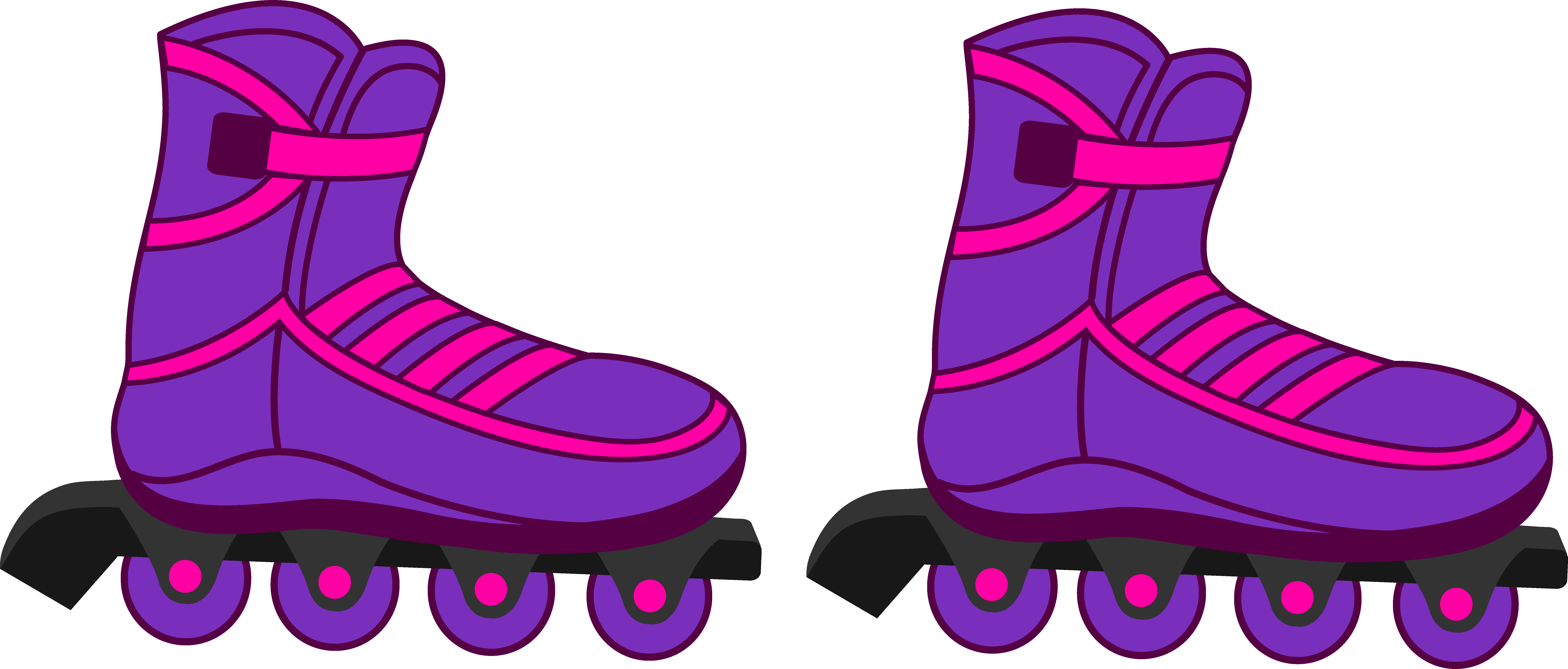Pretty Pink and Purple Rollerblades - Free Clip Art