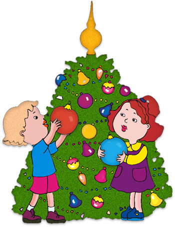 Free Christmas Clipart - Children Decorating Christmas Tree
