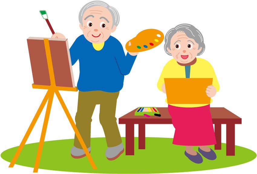Vector cartoon clip old couple in the painting | Vector Images ...