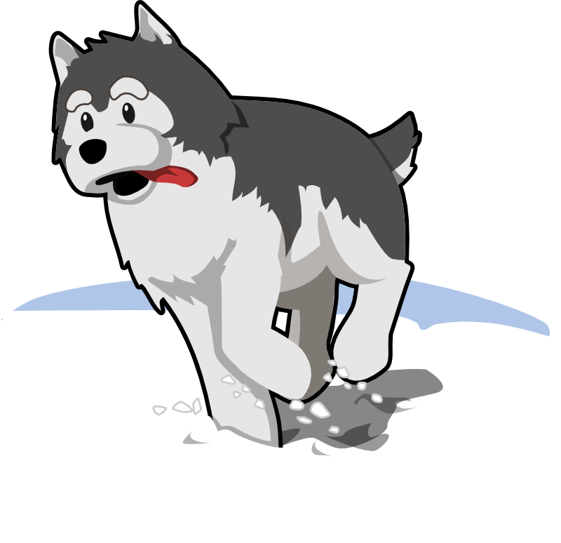 Clipart - husky running in snow