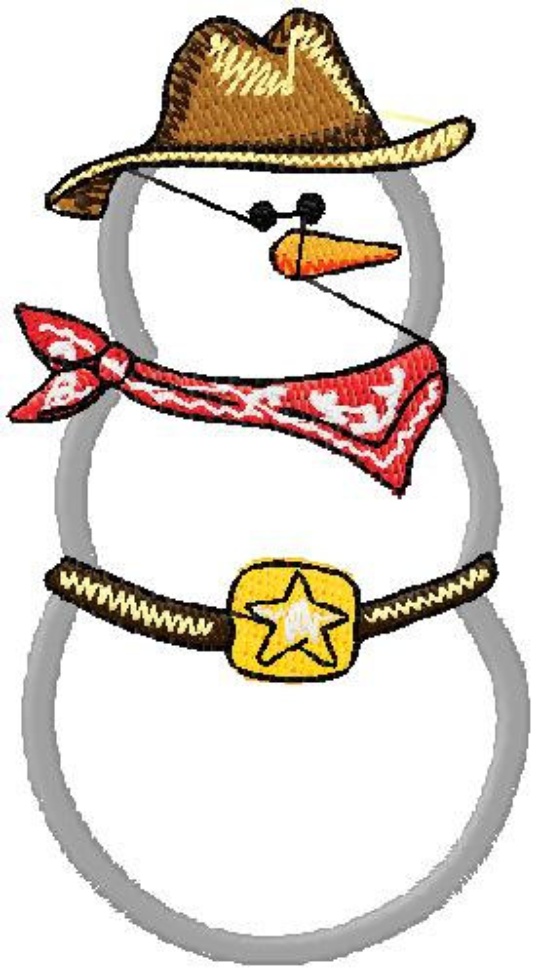 Cowboy Snowman Adorable Christmas Machine Applique Design In 4
