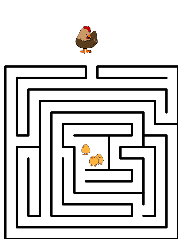 Wikijunior:Maze and Drawing Book/Hen and chicks in a labyrinth ...