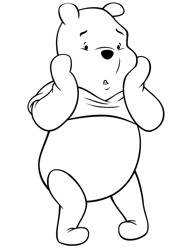 Surprised Winnie The Pooh Bear Coloring Page | HM Coloring Pages
