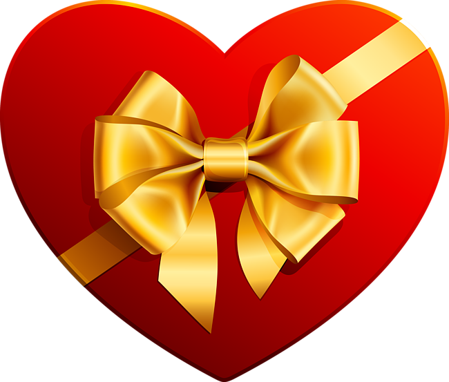 Transparent Heart with Gold Ribbon Clipart