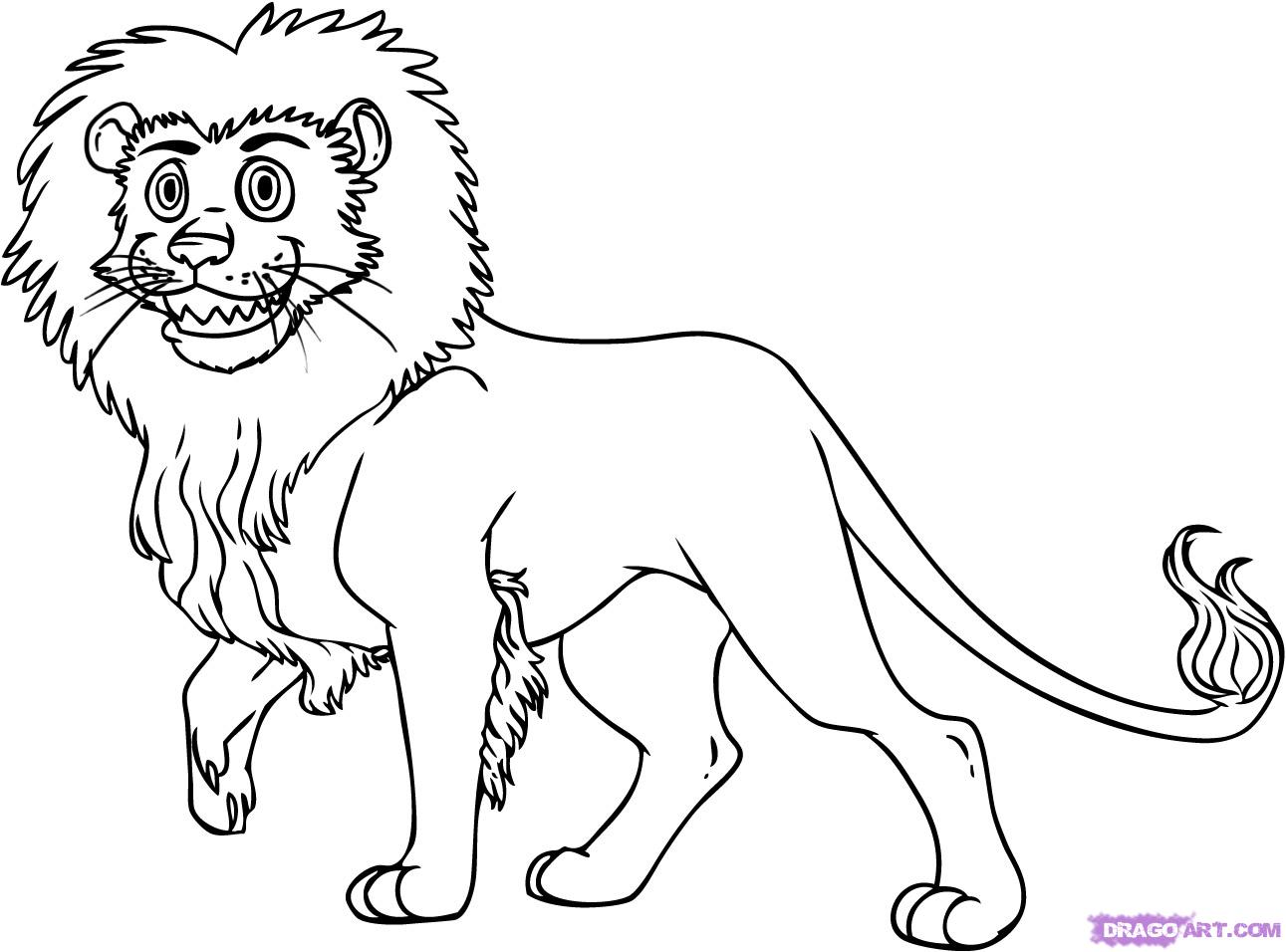 How to Draw a Cartoon Lion, Step by Step, Cartoon Animals, Animals ...