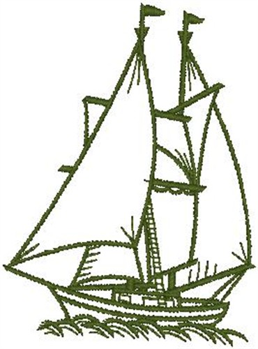 Boats Embroidery Design: Ship Outline Green from Hirsch