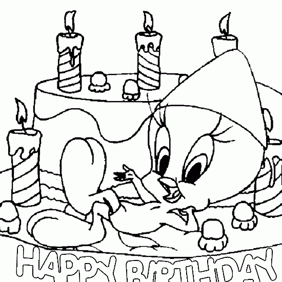 birthday drawing for kids | Tweety "Happy Birthday" Coloring Pages ...