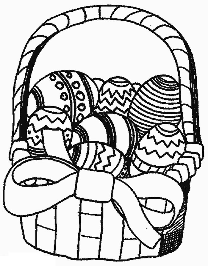 Easter Basket of Eggs Coloring Pages | Coloring