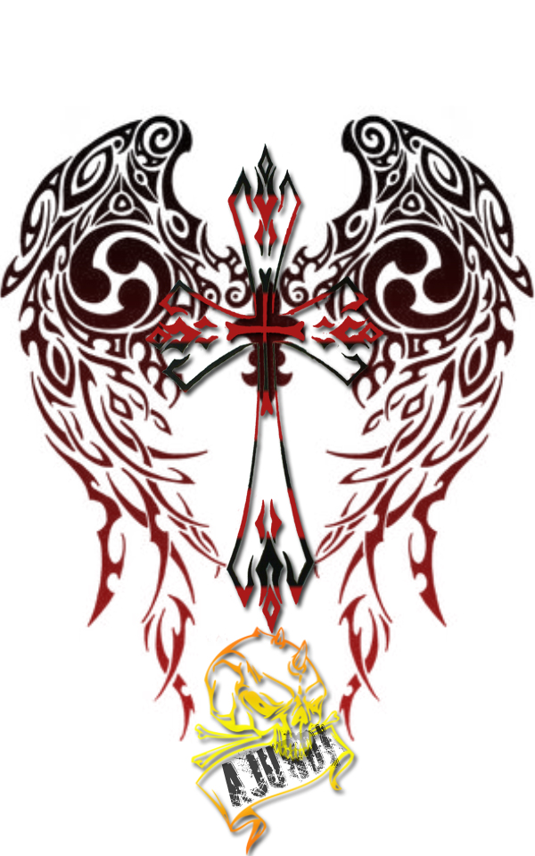 Lovely Winged Cross Tattoo Design | Tattoobite.com