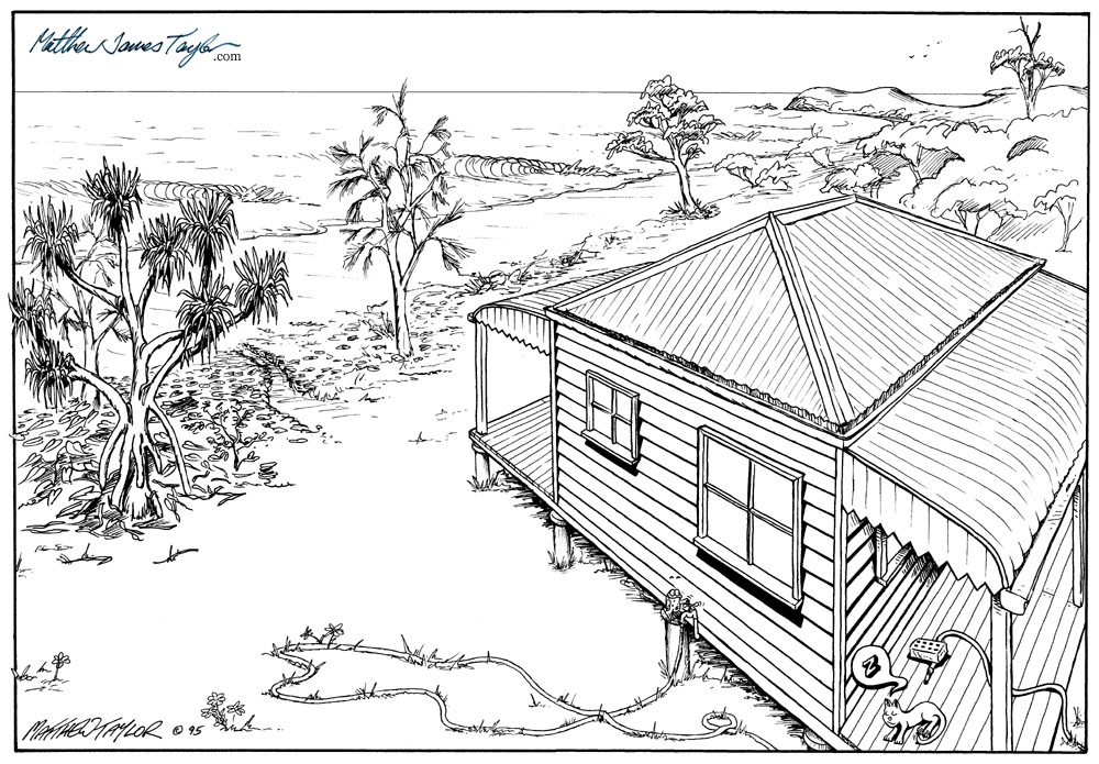 James' house: Black and white cartoon illustration - Matthew James ...