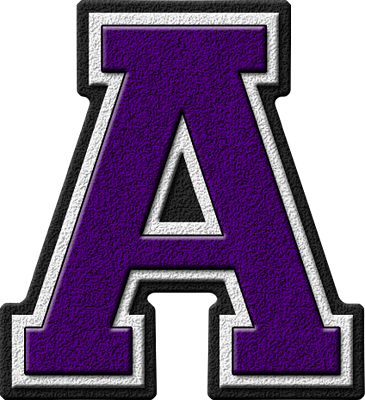 Presentation Alphabets: Purple Varsity Letter A