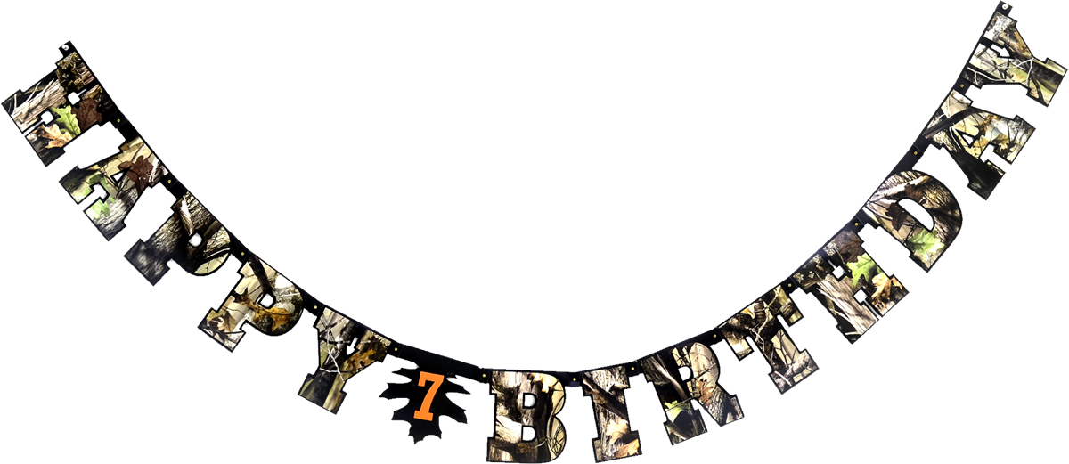 Camo Happy Birthday Banner – 7 inch High Letters | Havercamp