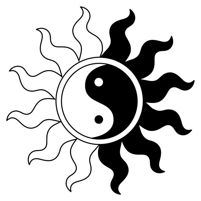 Ying yang symbol in sun Wall Decal | Wallmonkeys