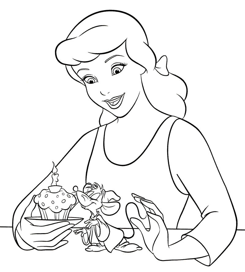 Cinderella Makes Cupcake Coloring Page - Princess Coloring Pages ...