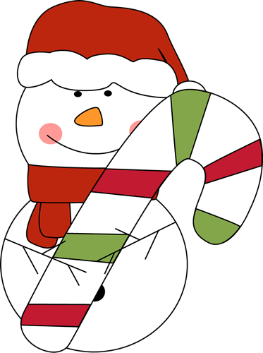 Christmas Snowman with Candy Cane Clip Art - Christmas Snowman ...