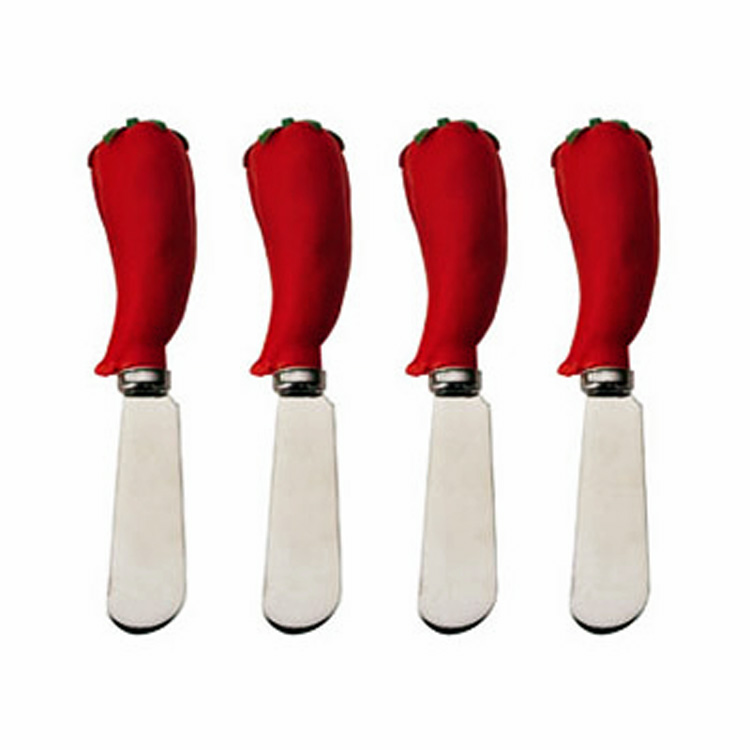 Set of 4 Red Chili Pepper Handle Spreaders | Mexican | Country ...