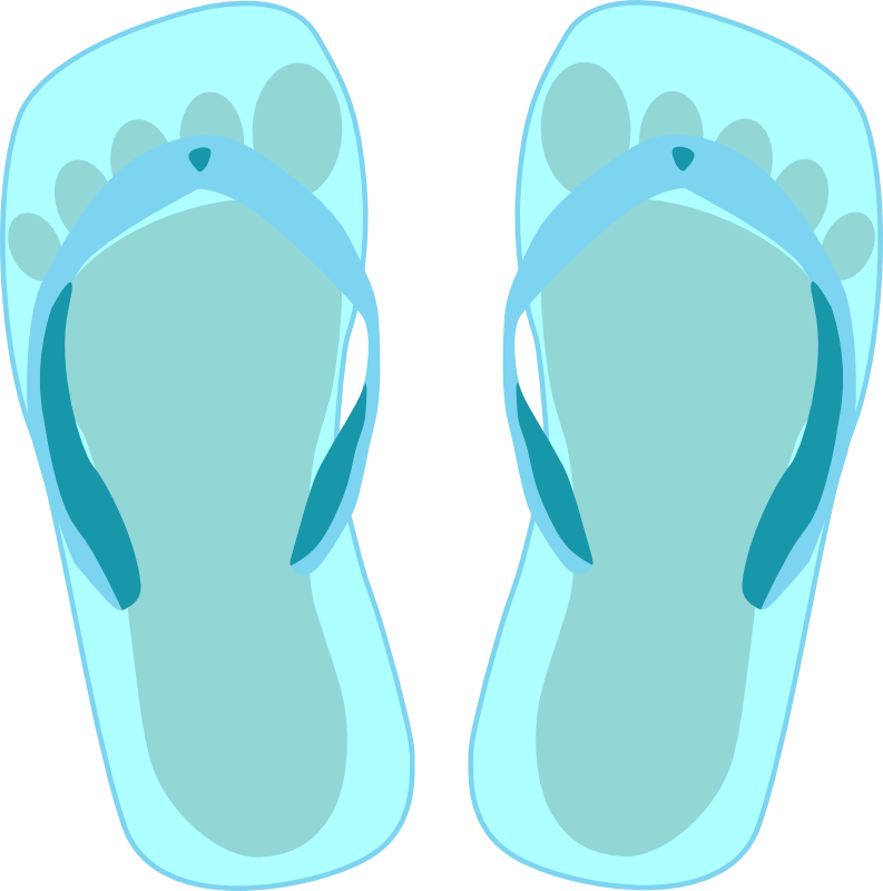 Clipart - Thong light blue with footprint