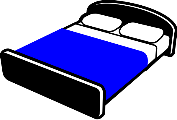 Bed with blue blanket Clipart, vector clip art online, royalty ...
