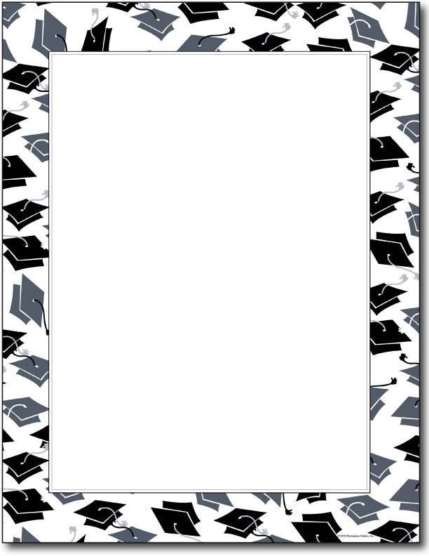 Mortar Hat Border - 100 Sheets - Graduation Stationery Paper ...