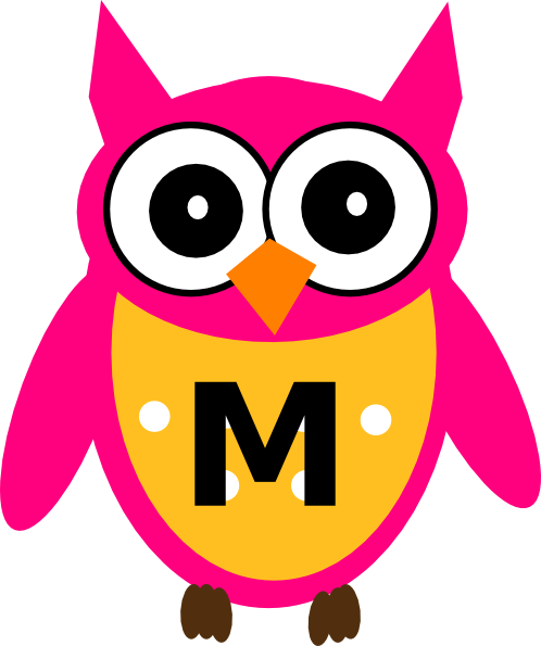 Owl Letter M Pink And Yellow clip art - vector clip art online ...