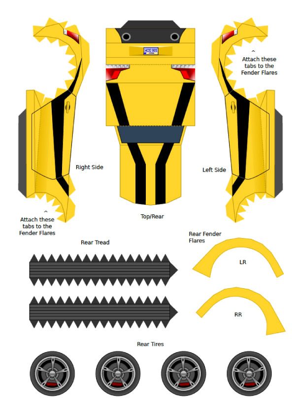 Blog Paper Toy papercraft Bumblebee ProjectKITT template preview ...